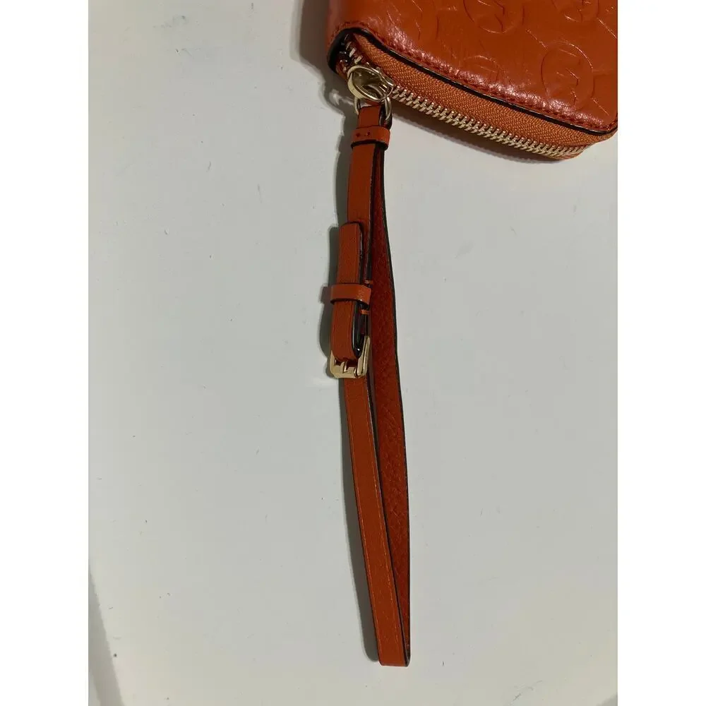 MICHAEL KORS, ORANGE LEATHER SIGNATURE WOMENS LARGE WALLET